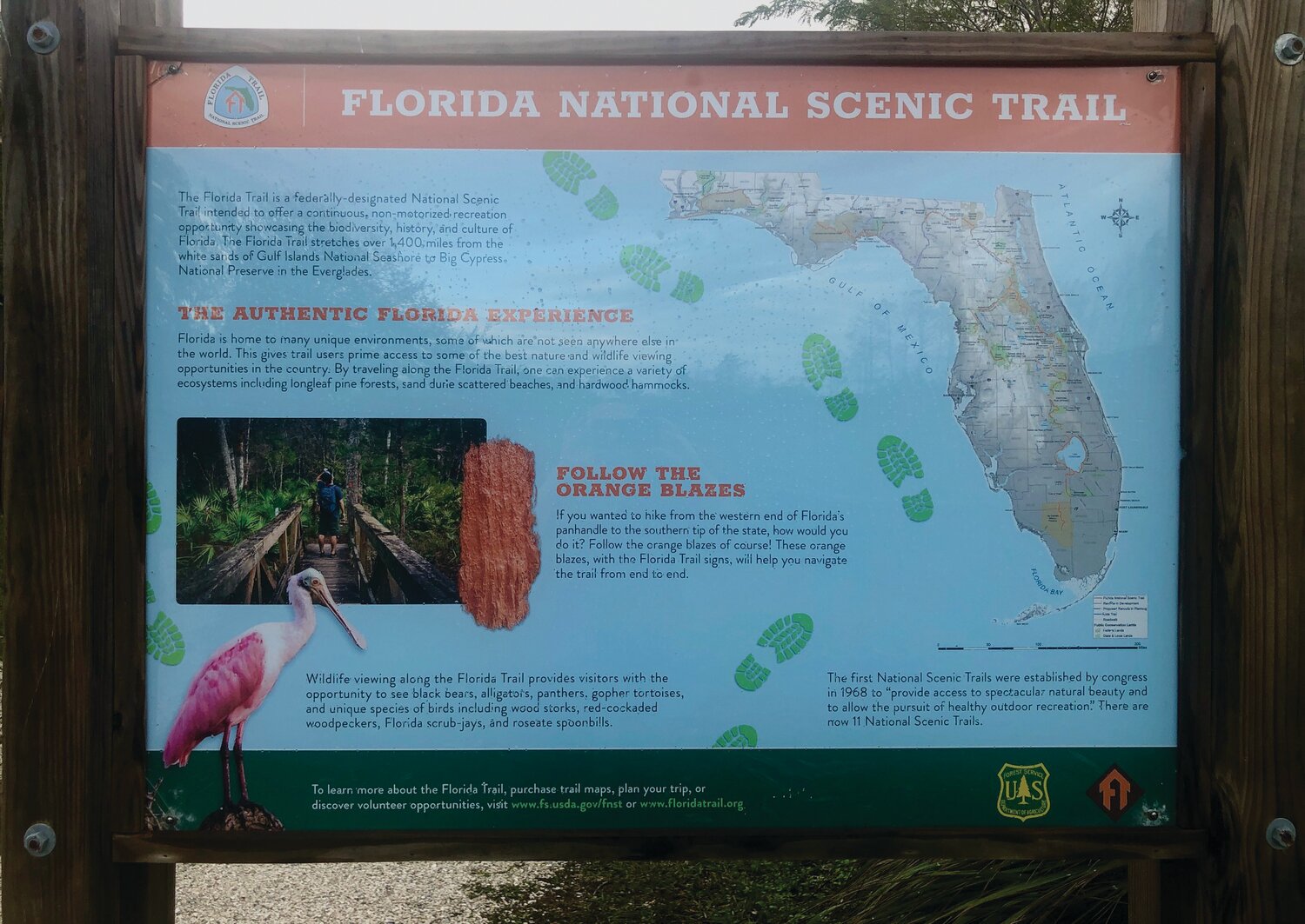 The kiosk at the Florida Trail Southern Terminus
